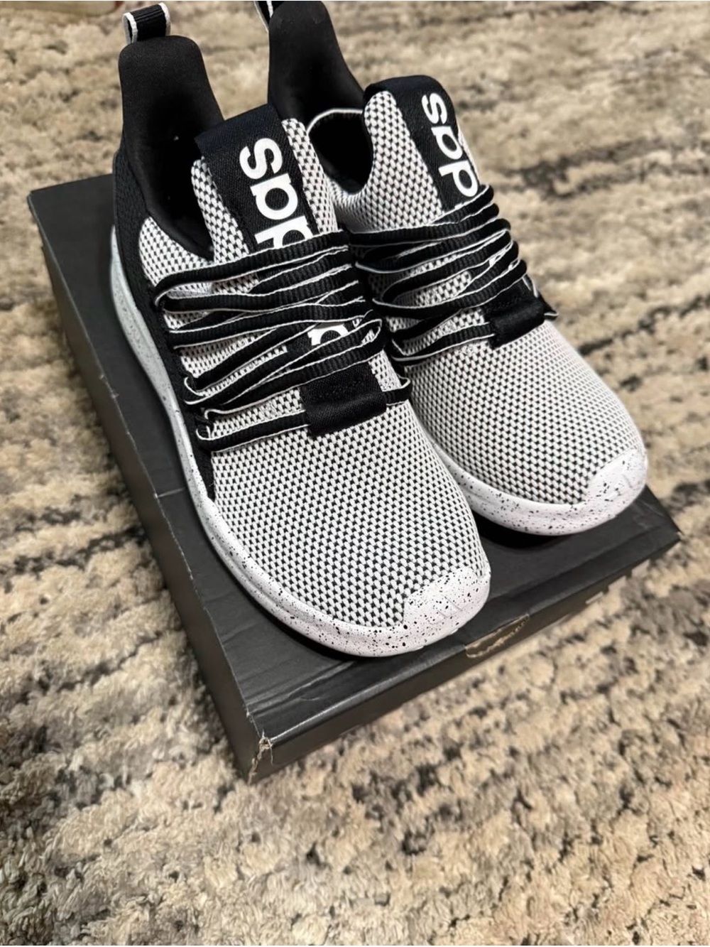 adidas Kids Black & White Knit Slip-On Sneakers